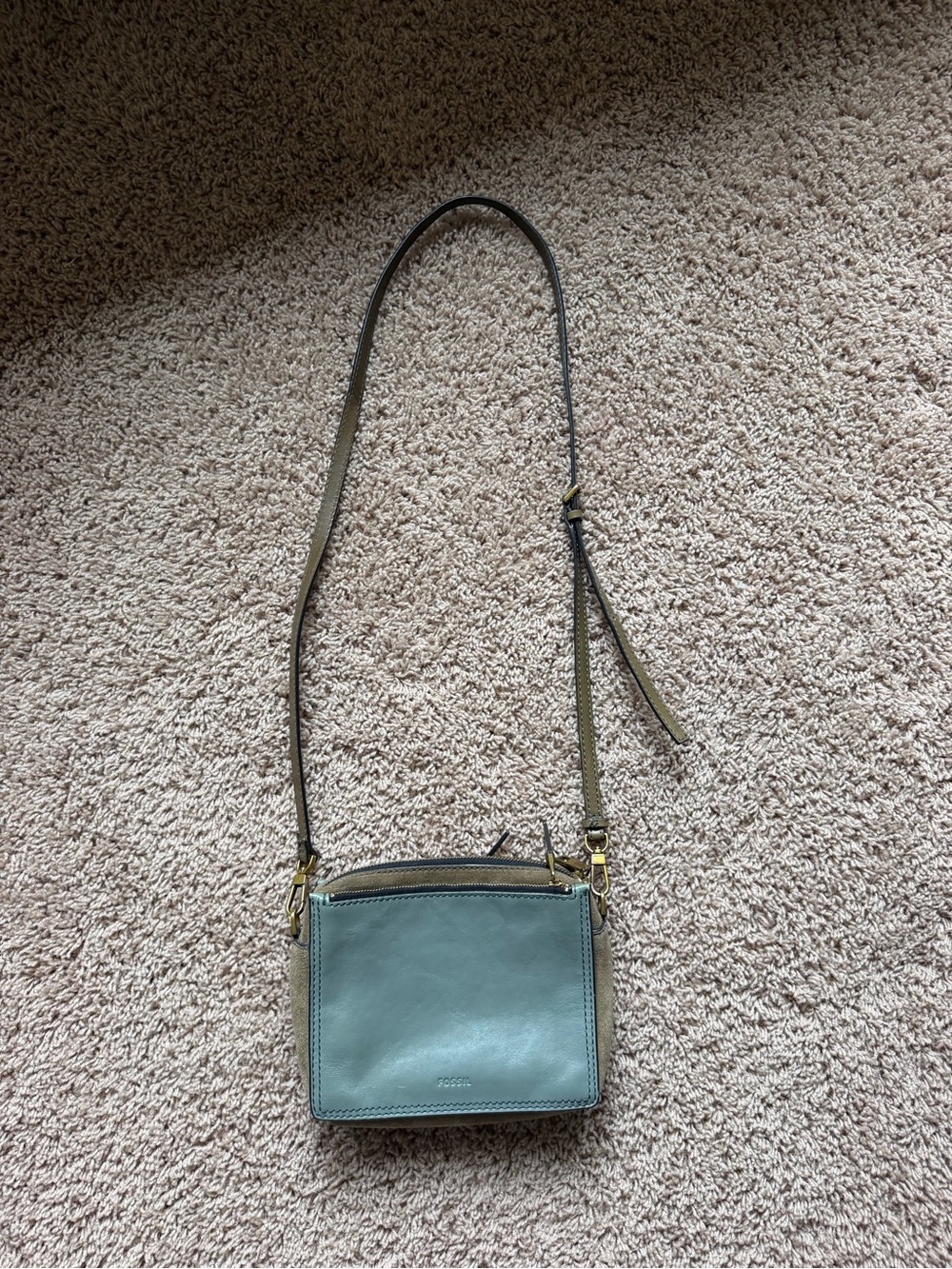 Fossil Teal and Green Leather Bag